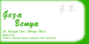geza benya business card